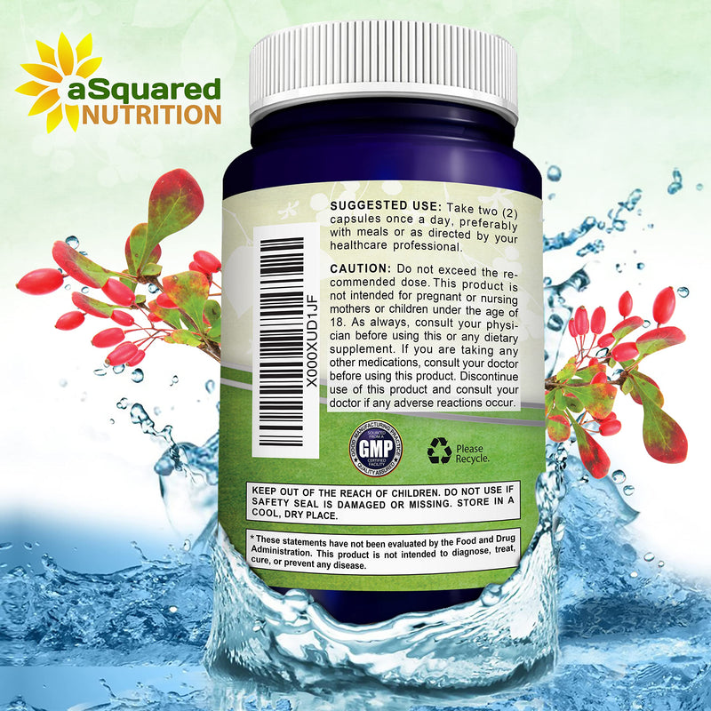 aSquared Nutrition Pure Berberine 1000mg – 180 Veggie Capsules | Max Strength HCl
