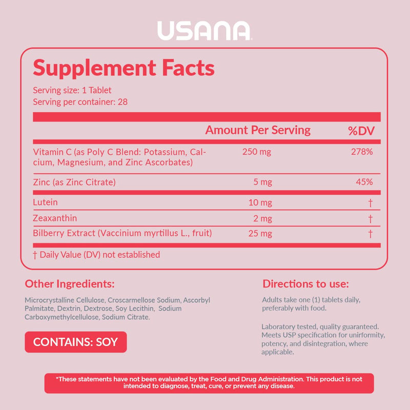 USANA Visionex DS with Lutein Zeaxanthin – Advanced Eye Health & Vision Support, 28 Tablets (28-Day Supply)