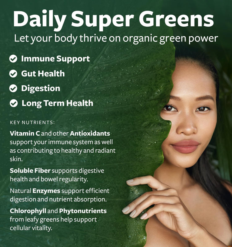 USDA Organic Super Greens – 28 Superfoods for Adults | Vegan & Non-GMO