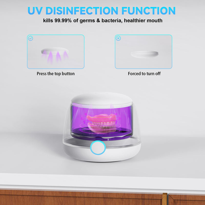 USRIXITECH Ultrasonic Retainer Cleaner Pro – Deep Clean Dentures & Aligners (White)