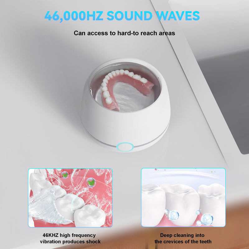 USRIXITECH Ultrasonic Retainer Cleaner Pro – Deep Clean Dentures & Aligners (White)
