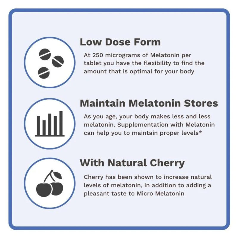 Utzy Naturals Micro Melatonin 250mcg | Natural Cherry | 120 Tabs