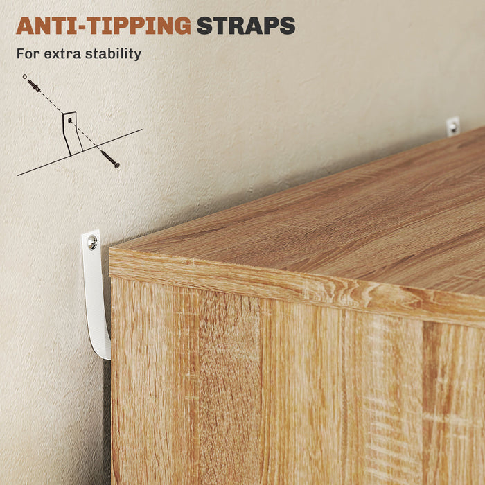 Vinsetto Mobile Filing Cabinet, 5-drawer File Cabinet with Wheels, Oak