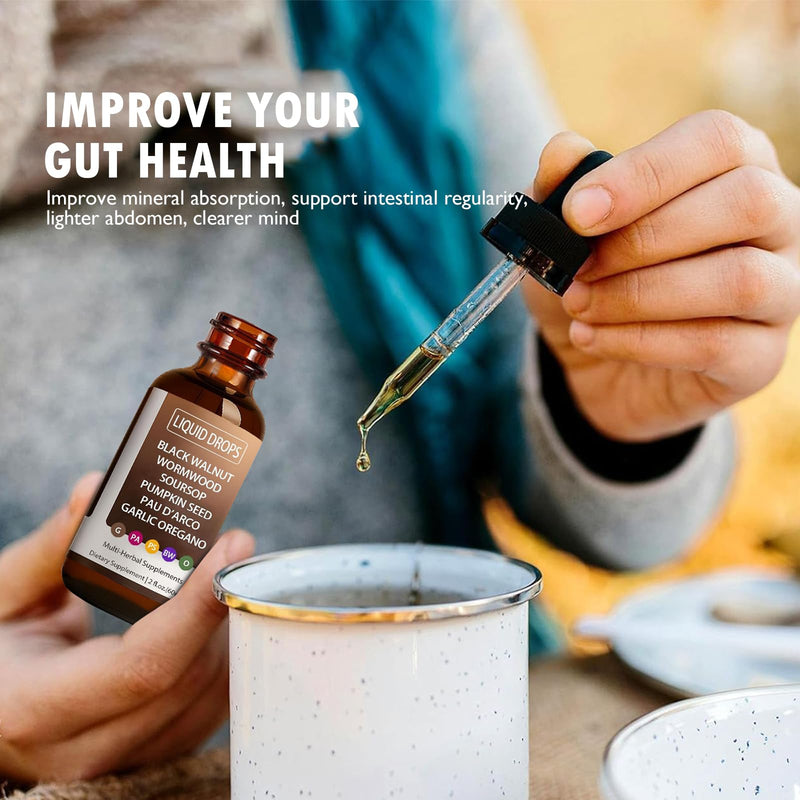 Uxfecpux Wormwood Tincture – Organic Wormwood Drops with Black Walnut, Clove, Soursop, Pumpkin Seed, Pau D'arco, Garlic & Oregano