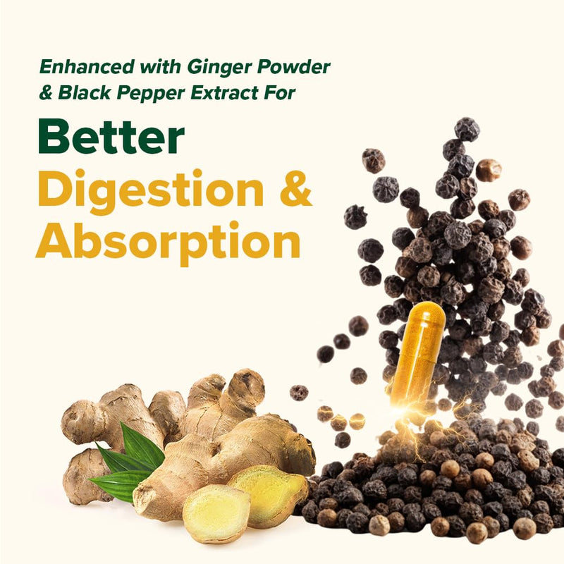VAHDAM Turmeric Ginger 1900mg – 1500mg Curcuminoids | Joint Health & Mobility | 90 Capsules