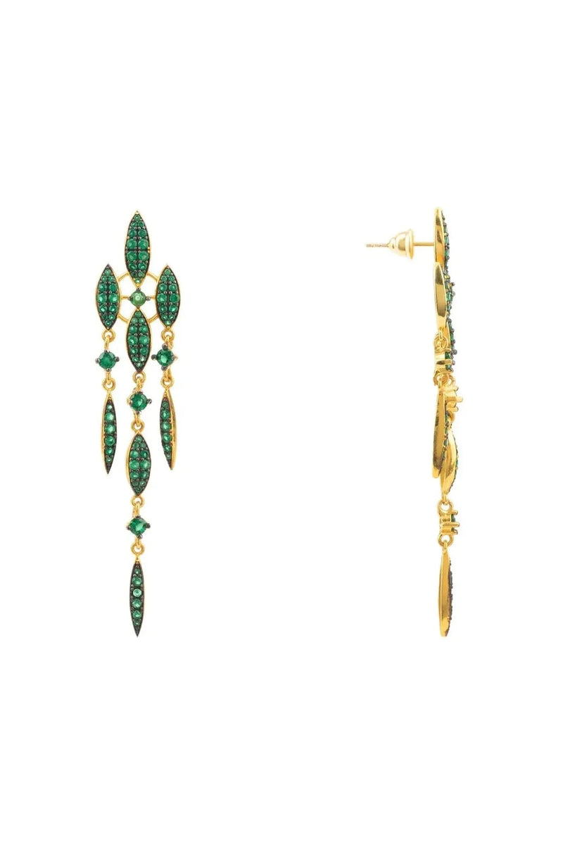 Valencia Statement Drop Earring Emerald Green Cz Gold