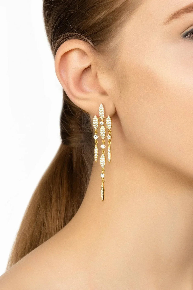 Valencia Statement Drop Earring White Cz Gold