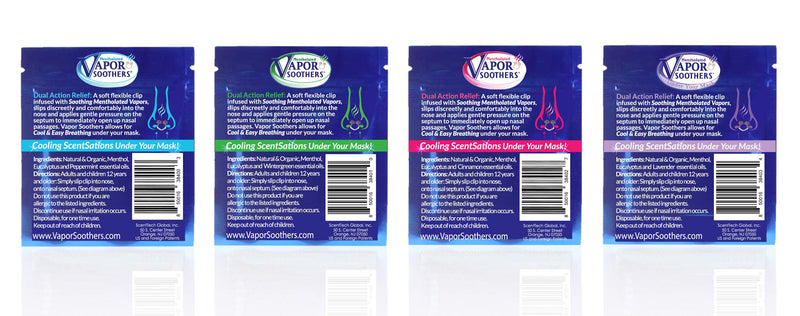 Vapor Soothers Nasal Dilator Clips – 8 Count, 4-Scent Variety Pack, Drug-Free