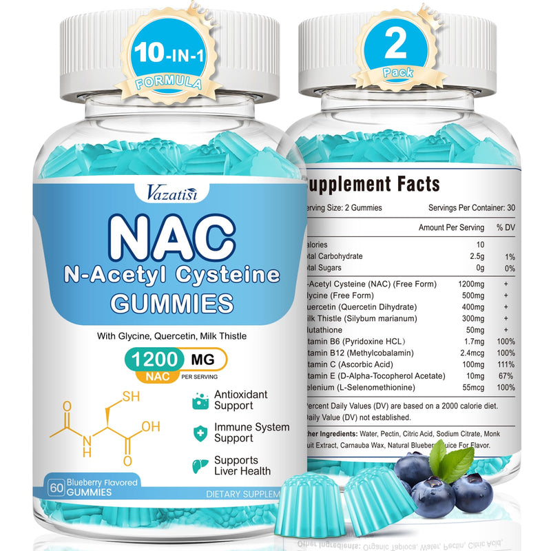 Vazatisi NAC Gummies – 600 mg NAC, Milk Thistle, Selenium, B6, B12 | 120 ct