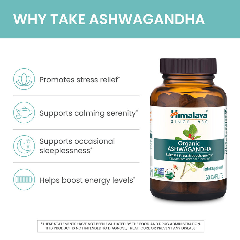 Himalaya Organic Ashwagandha Root - 90 Day Supply | Stress & Adrenal Support