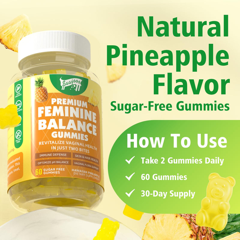 Premium Feminine Balance Gummies for Women's Immune Health – Pineapple Flavor, 120 Count | Vegan & Gluten-Free