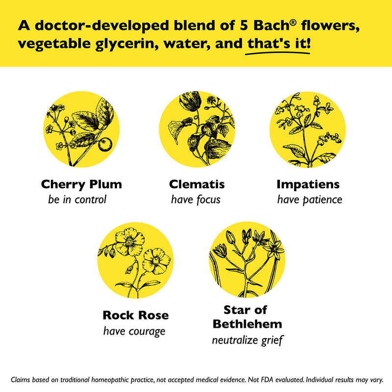 RESCUE Bach Remedy Dropper 20mL - Natural Stress Relief, Homeopathic Flower Essence, Vegan, Gluten & Sugar-Free, Non-Alcohol Formula