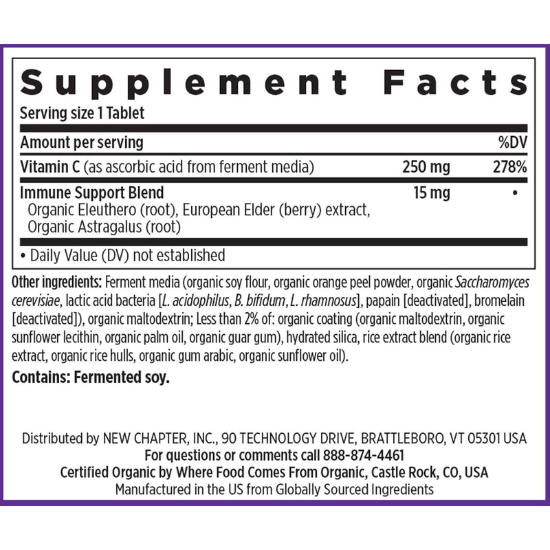 New Chapter Fermented Vitamin C + Elderberry – ONE Daily Immune Support, Collagen Protection, 60 Count