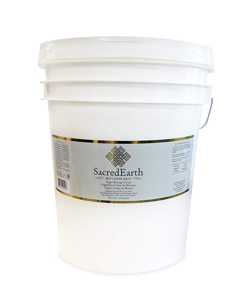 Vegan Massage Cream (5 Gallon Pail) - Unscented, Water Dispersible, Nut-Free, Gluten-Free & Certified Organic Oils & Extracts