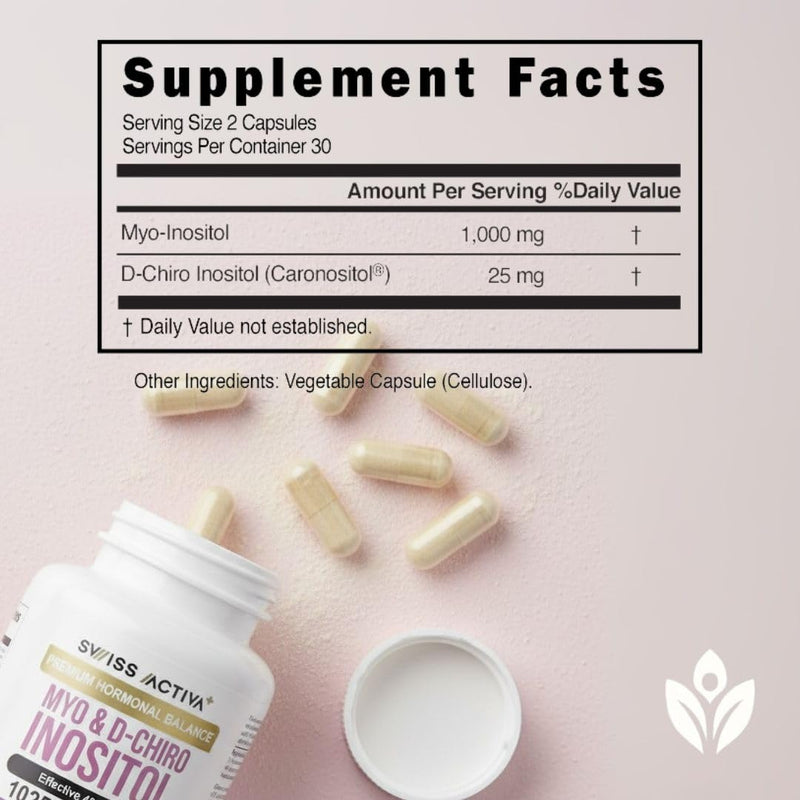Swiss Activa+ Labs Myo Inositol & D-Chiro Inositol Supplement – Hormone Balance for Women & PCOS (60 Days)