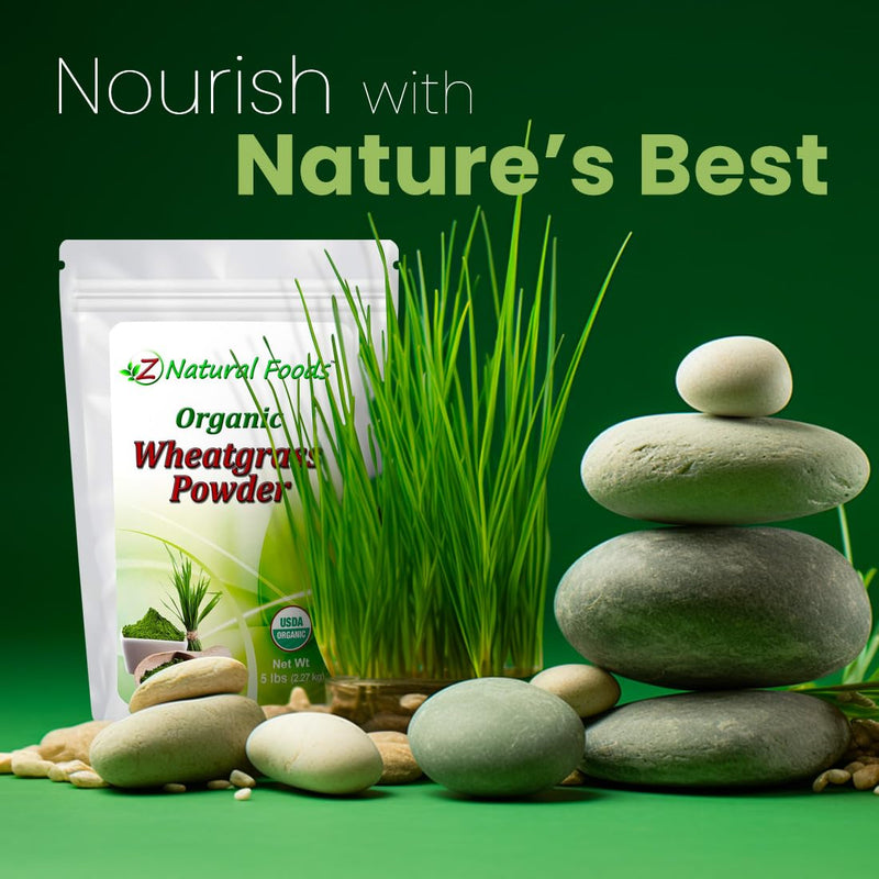 Organic Wheatgrass Powder - Bulk 5 lb - 100% Pure, Raw, Non-GMO, Vegan | Green Superfood