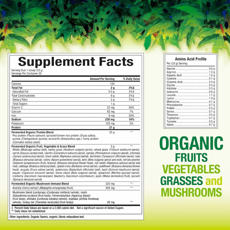 Whole Earth & Sea Organic Fermented Protein & Greens – Vegan Protein, Tropical, 1 lb 7.3 oz | Natural Factors