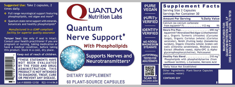 Quantum Nutrition Labs Nerve Support – Brain & Nerve Health Nootropic (60 Veggie Capsules)