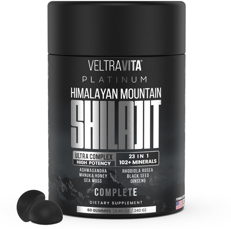 VeltraVita 28000 mg 23-in-1 Shilajit Gummies for Men – Lab-Tested, Sugar-Free