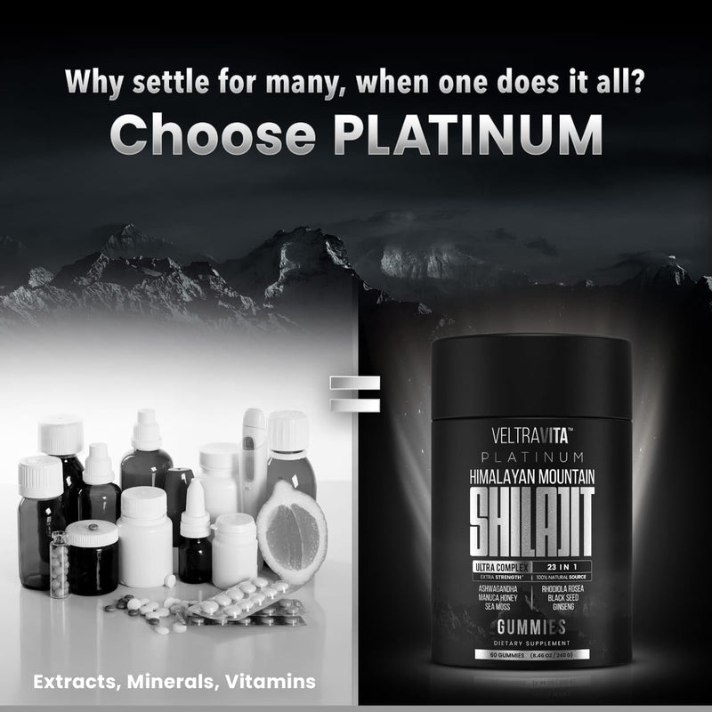 VeltraVita 28000 mg 23-in-1 Shilajit Gummies for Men – Lab-Tested, Sugar-Free