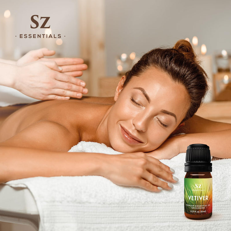 Sz Essentials Vetiver Essential Oil - 100% Pure & Undiluted (5 mL) | Therapeutic Grade