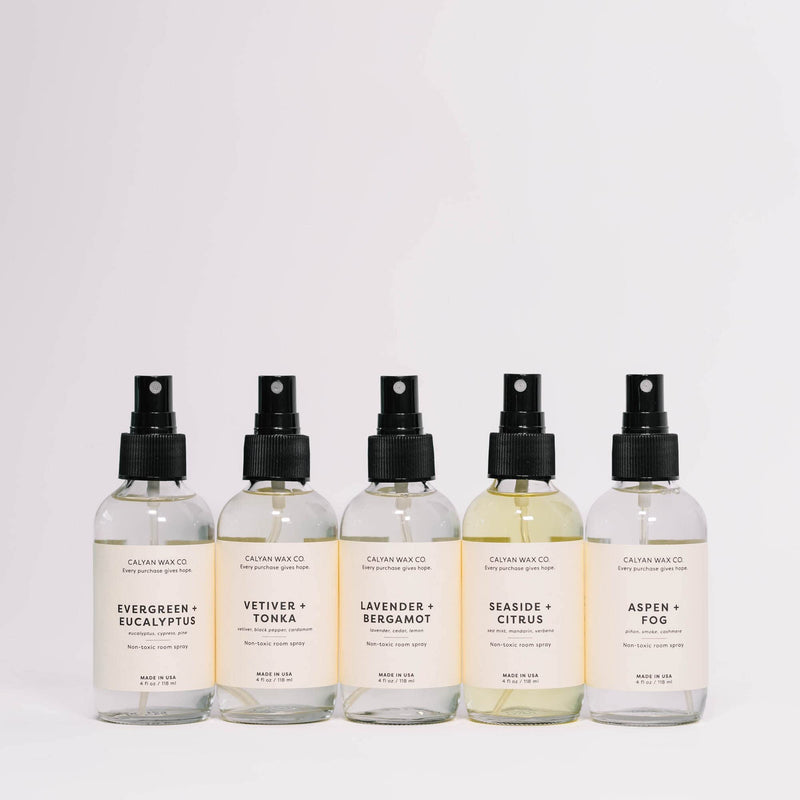Calyan Wax Co. Vetiver & Tonka Room Spray - Non-Toxic Natural Air Freshener, Essential Oils, 4 fl oz