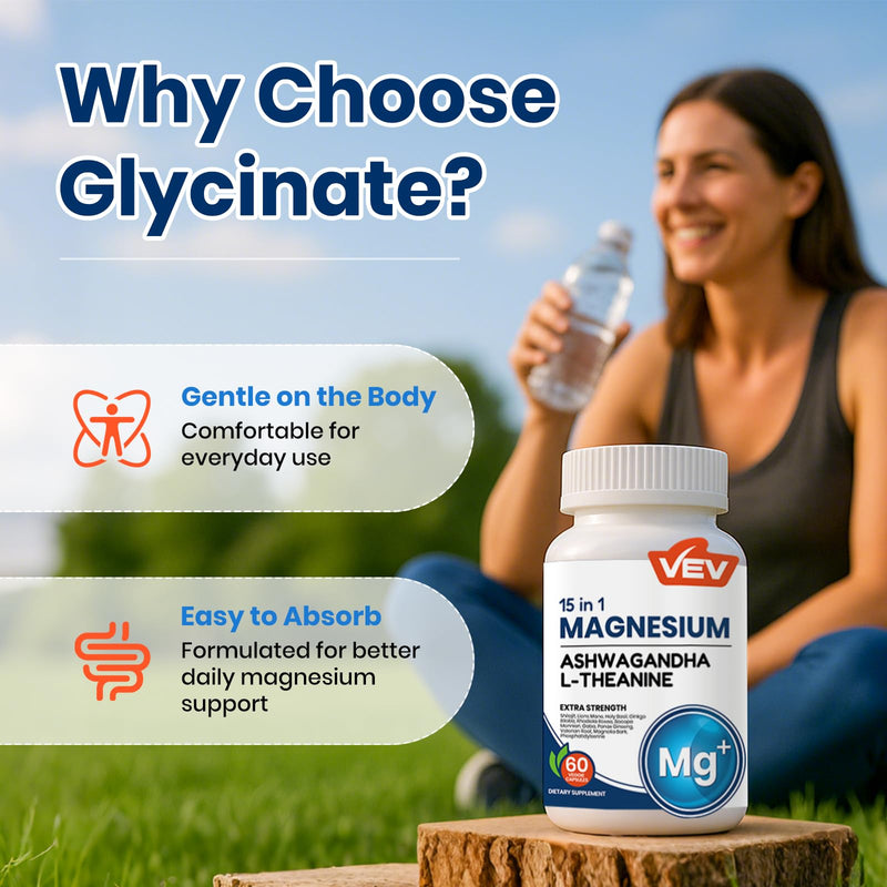 VEV DeepCalm 15-in-1 Magnesium Glycinate Complex – 60 Vegan Capsules