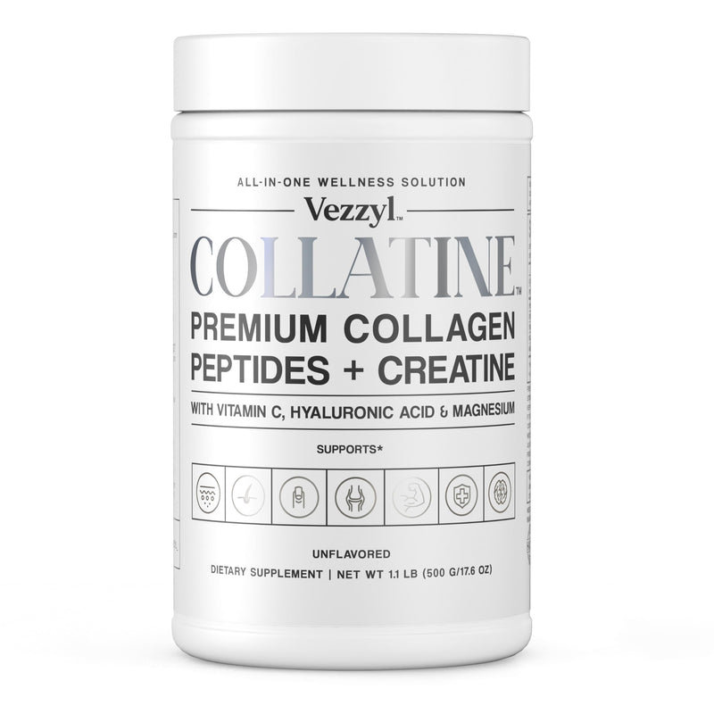 Vezzyl Collatine: Premium Collagen Peptides + Creatine with Vitamin C, Hyaluronic Acid & Magnesium
