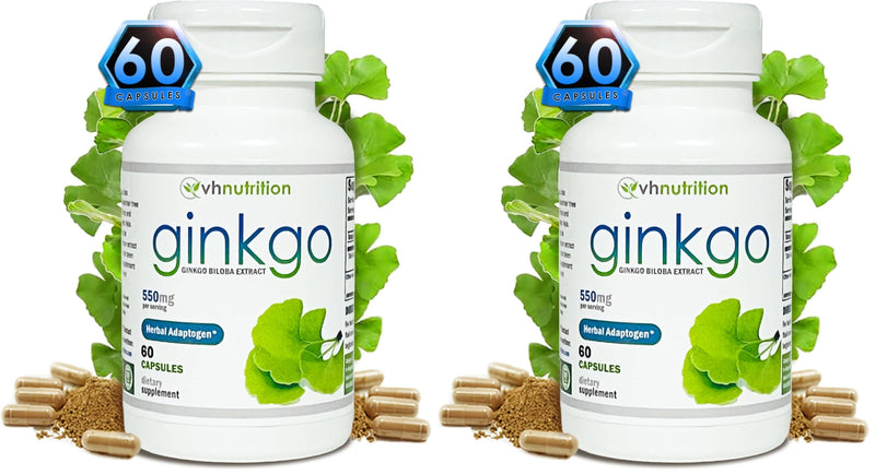 VH Nutrition Ginkgo Biloba 550mg – Cognitive Support | 60 Capsules (Pack of 2)