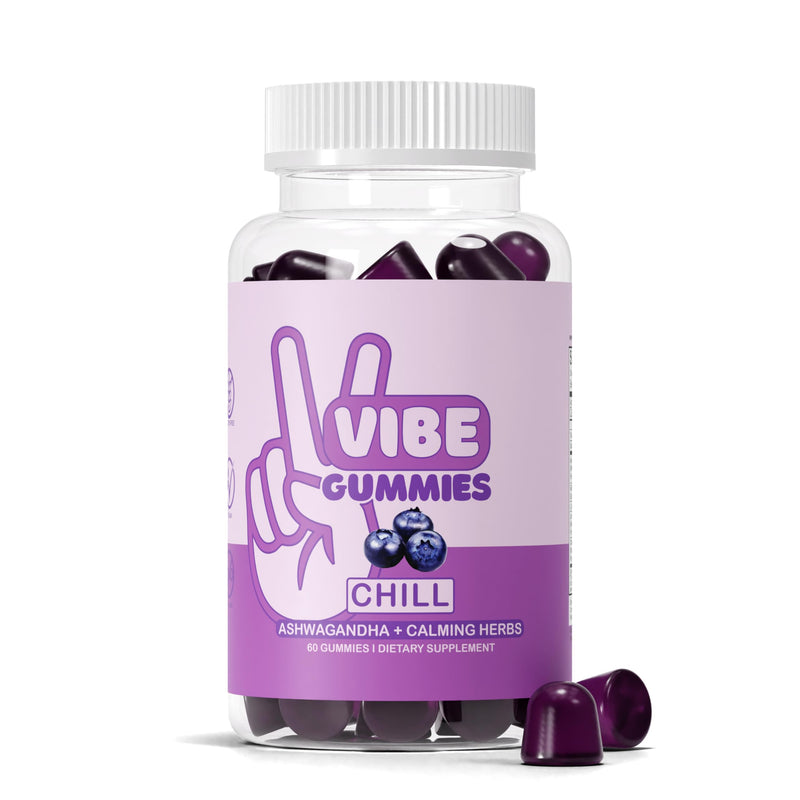 Vibe Gummies – Chill Ashwagandha Gummies 60 Count – GABA, L-Theanine & Chamomile