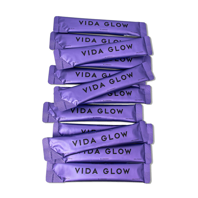 Vida Glow Marine Collagen Powder – Anti-Aging Peptides for Skin, Hair & Nails | 30 Servings, Original Flavor (Blueberry)