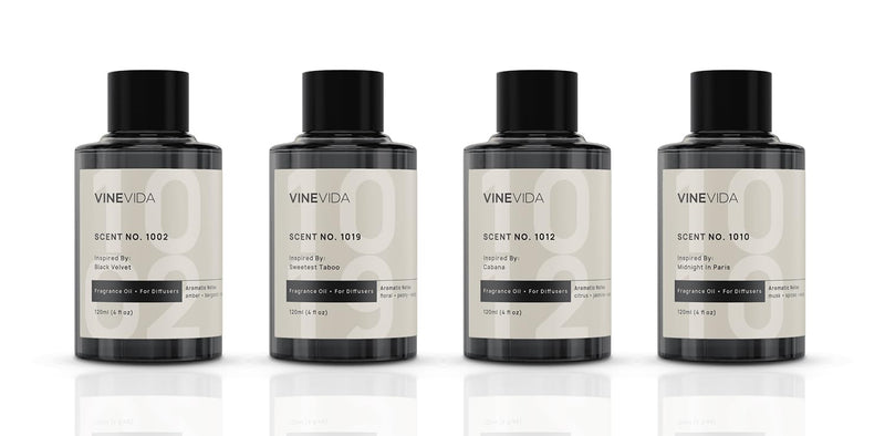 VINEVIDA 4-pk Hotel Fragrance Collection – Cold Air Diffuser Scents 1002, 1019, 1012 & 1010