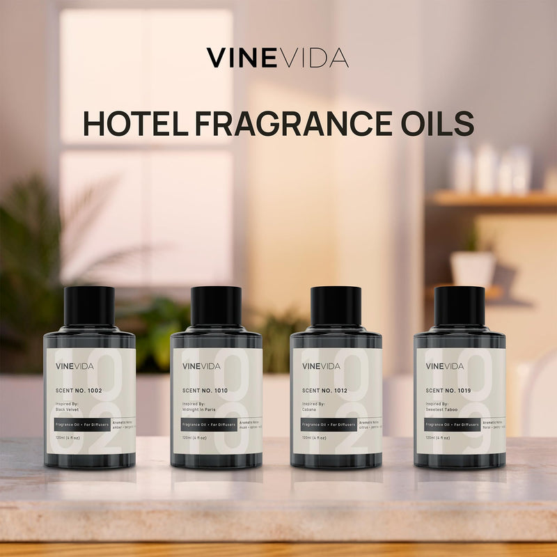 VINEVIDA 4-pk Hotel Fragrance Collection – Cold Air Diffuser Scents 1002, 1019, 1012 & 1010