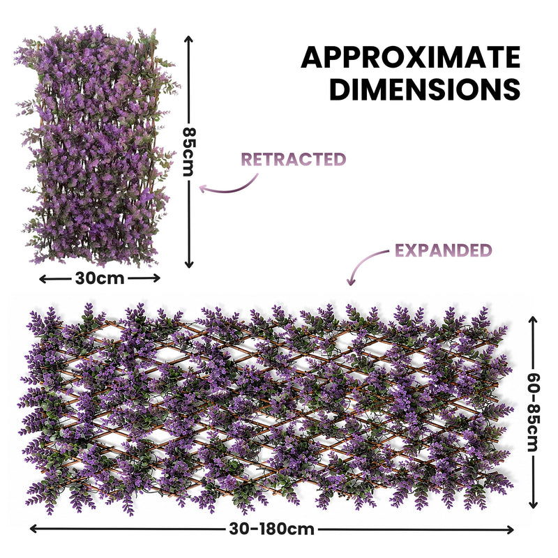 180 x 60cm Violet Artificial Flower Expandable Garden Trellis