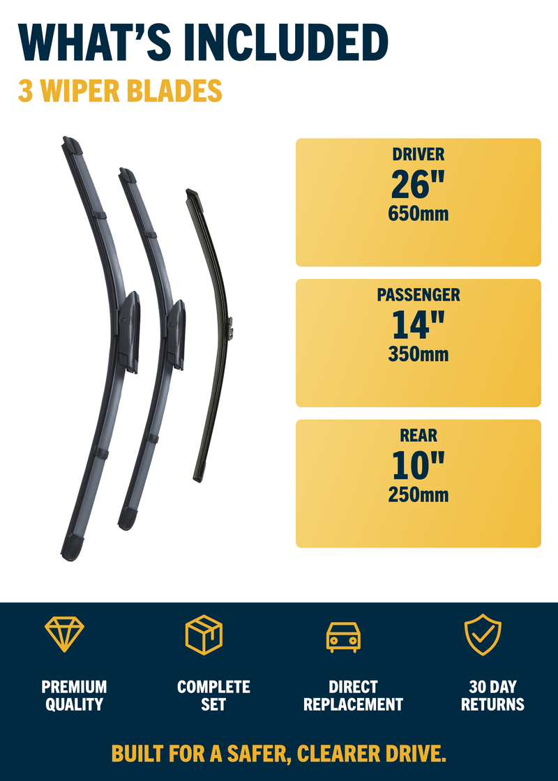 Renault Clio MK4 Hatchback Nov 2012 to Oct 2019 Front & Rear Wiper Blade Set