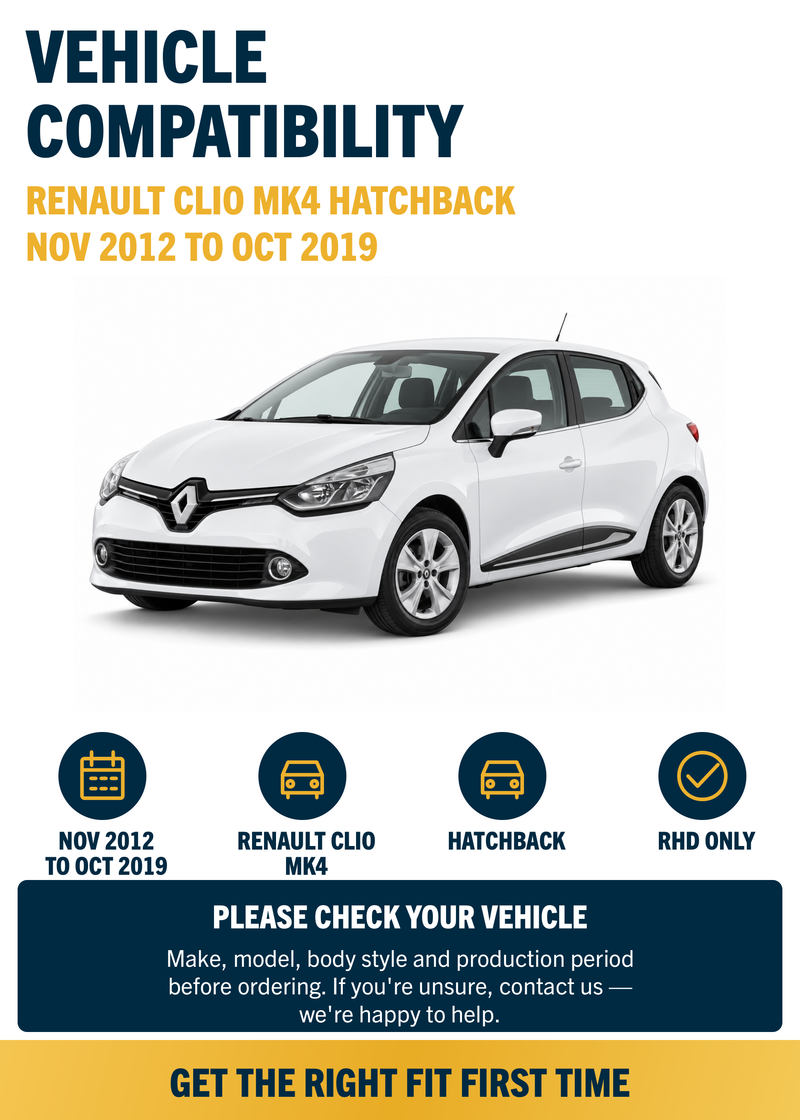 Renault Clio MK4 Hatchback Nov 2012 to Oct 2019 Front & Rear Wiper Blade Set