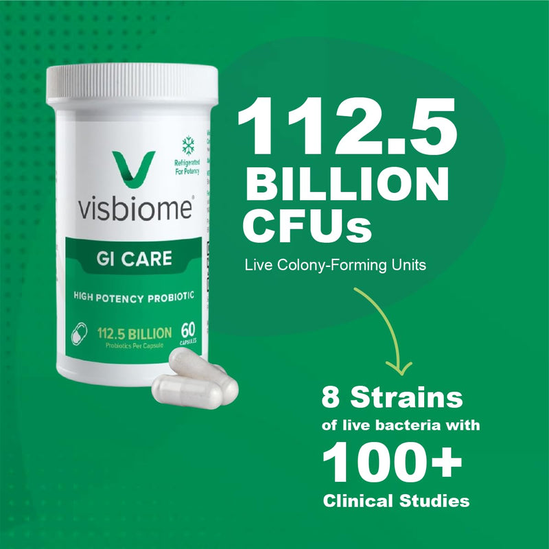 Visbiome GI Care - High Potency Probiotic (112.5B CFU) - 180 Capsules | Made in USA