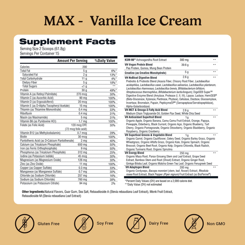 VitaHustle ONE Max Protein + 5g Creatine – Vanilla Ice Cream, 15 Servings