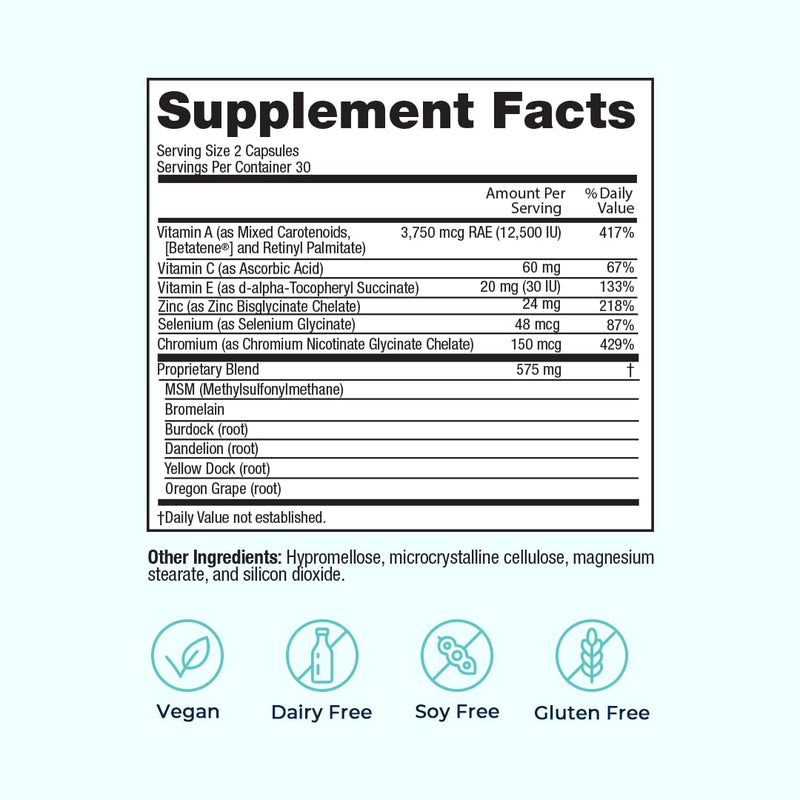 VitaMedica Clear Skin Vitamin Formula — Noncystic Acne Support (2 Pack)