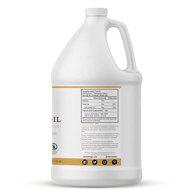 VTC VitaTradingCo. 100% Pure C8 MCT Oil | 128oz, 3X Distilled, Keto & Paleo