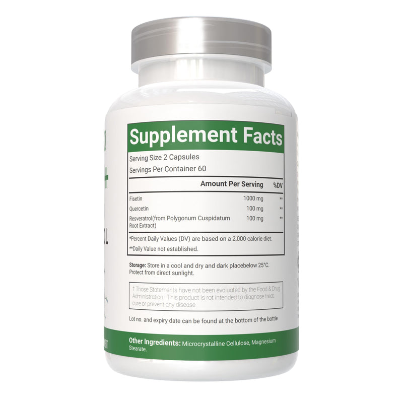 VitaCosmoX Fisetin Quercetin Resveratrol Supplement – 1,200 mg, 120 Veggie Capsules | Non-GMO & Gluten Free