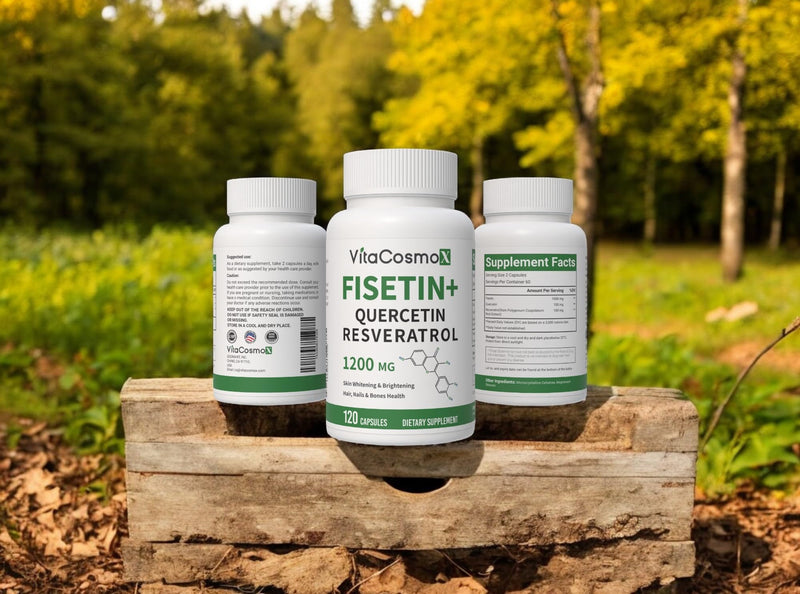 VitaCosmoX Fisetin Quercetin Resveratrol Supplement – 1,200 mg, 120 Veggie Capsules | Non-GMO & Gluten Free