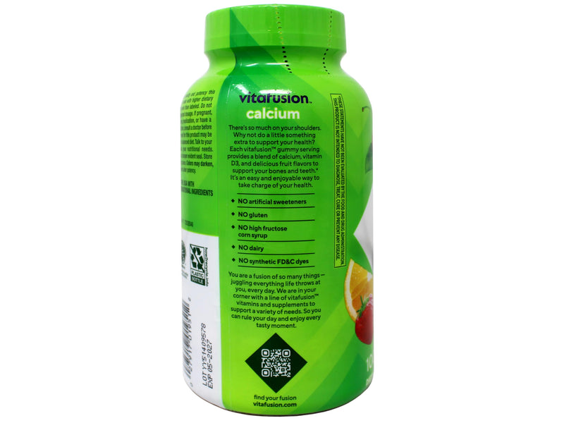 Vitafusion Calcium Gummies with Vitamin D for Adults – 500 mg Calcium, 1000 IU Vitamin D, Pack of 2 (2x100-count)