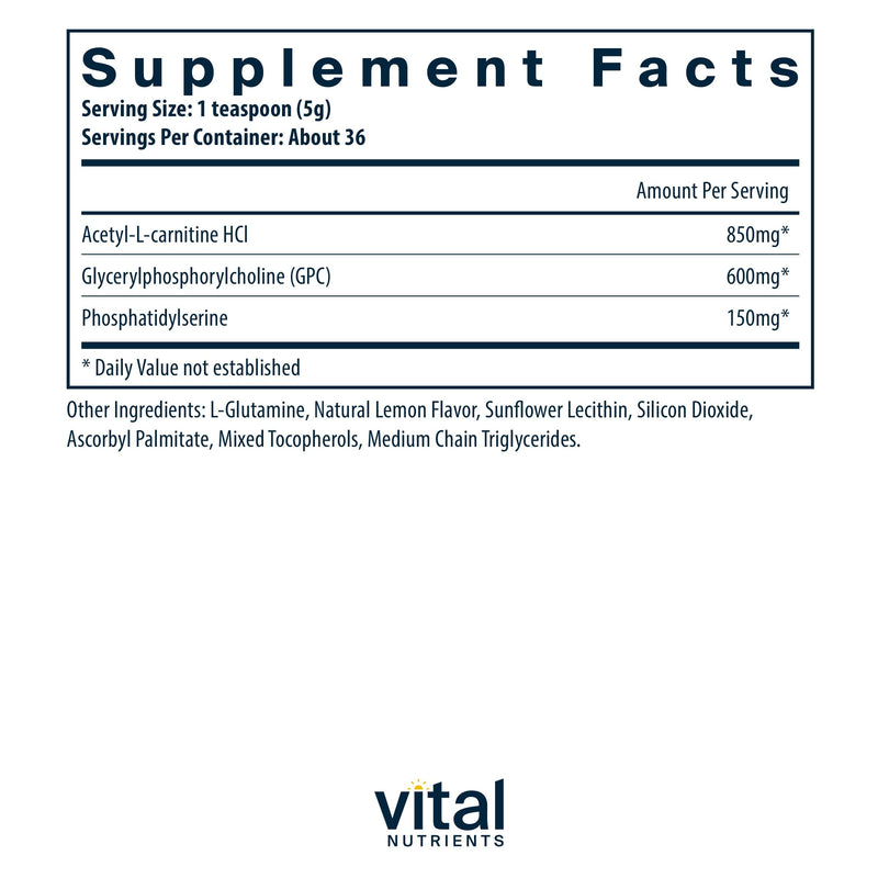 Vital Brain Powder – Nootropic with Phosphatidylserine & Acetyl-L-Carnitine | Lemon 150g