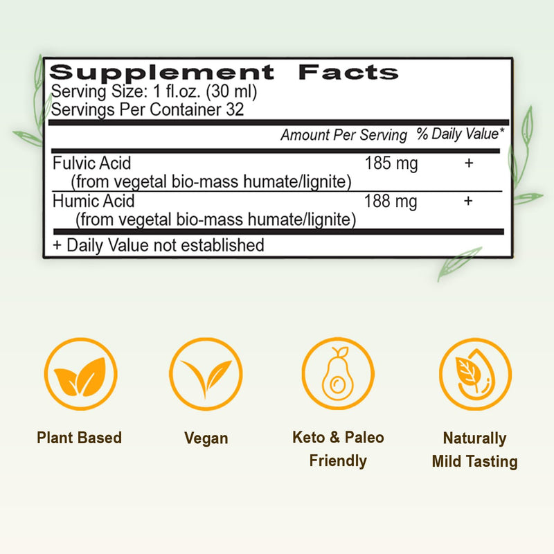 Vital Earth Minerals Fulvic Humic Mineral Blend Liquid 2-Pack – 70+ Trace Minerals & Electrolytes