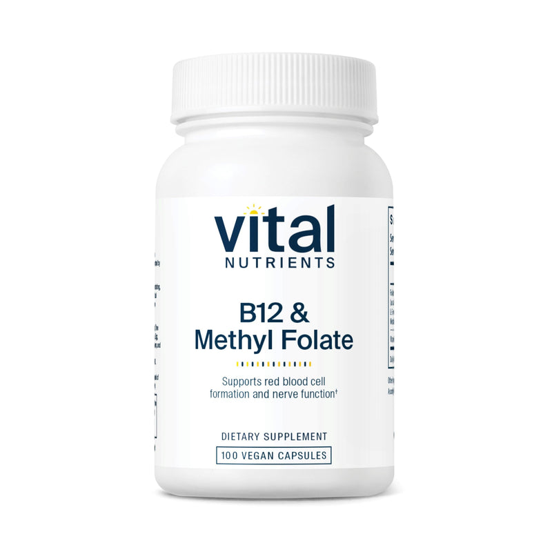 Vital Nutrients B12 & Methyl Folate – Vegan 5-MTHF + B12 | 100 Capsules