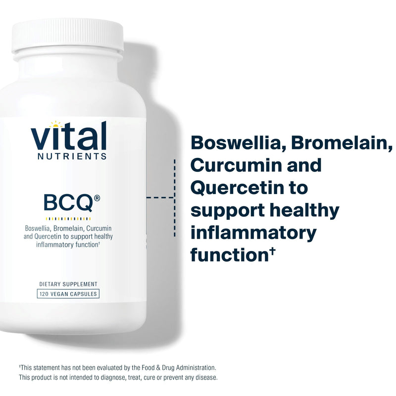 Vital Nutrients BCQ – Vegan Boswellia, Bromelain, Curcumin & Quercetin for Joint & Digestive Support | 120 Capsules