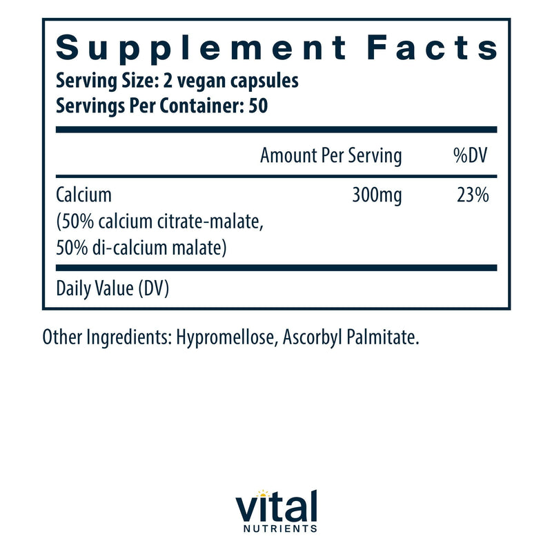 Vital Nutrients Calcium Citrate & Malate Complex 150mg – Vegan | Pack of 2 | Bone, Muscle & Heart Health