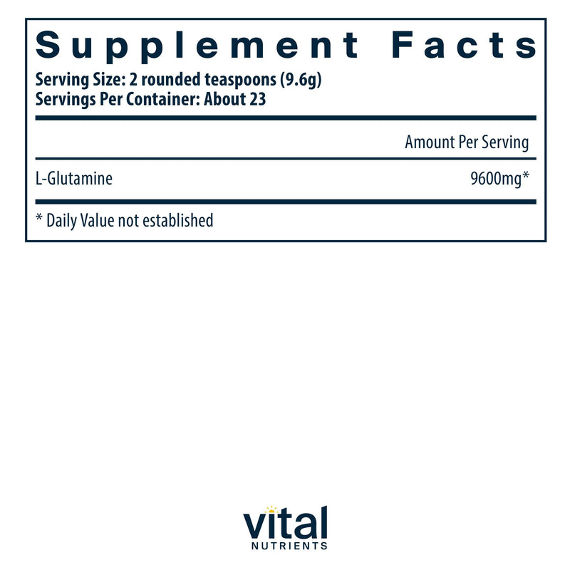 Vital Nutrients Glutamine Powder – GI Support, Gluten Free & Non-GMO (225 g / 8 oz)