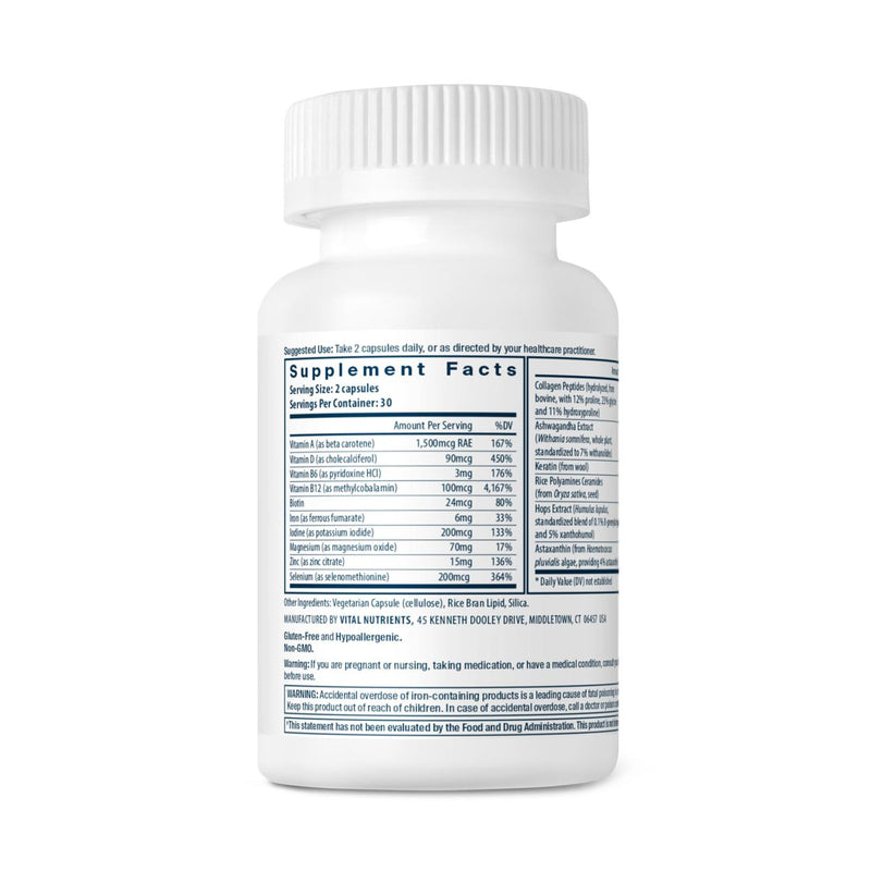 Vital Nutrients Hair Growth Vitamins Complex for Women | Fuller, Thicker Hair | 60 Count | Vegan & Gluten Free